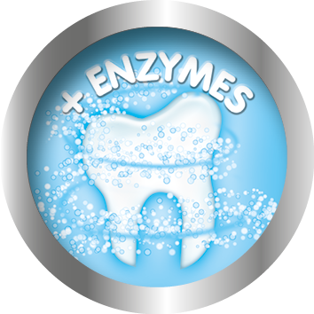 Pet dental products containing enzymes, such as protease, glucose oxidase and glucoamylase, are highly effective 
